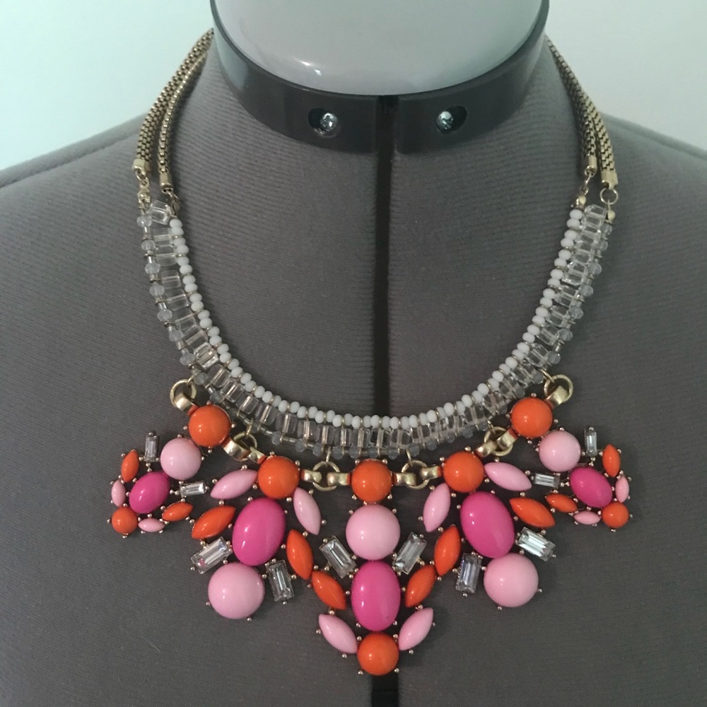 Pink and Orange Statement Necklace